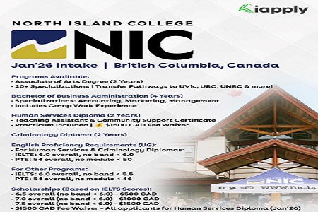  Now Open: North Island College - Jan26 Intake | $1500 Fee Waiver & Scholarships!